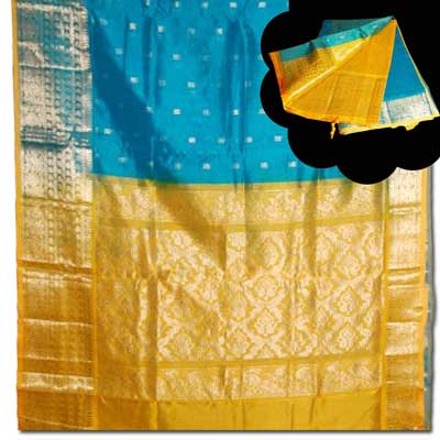 "Anandablue colour Venkatagiri Seiko saree SLSM-22 (ED) - Click here to View more details about this Product